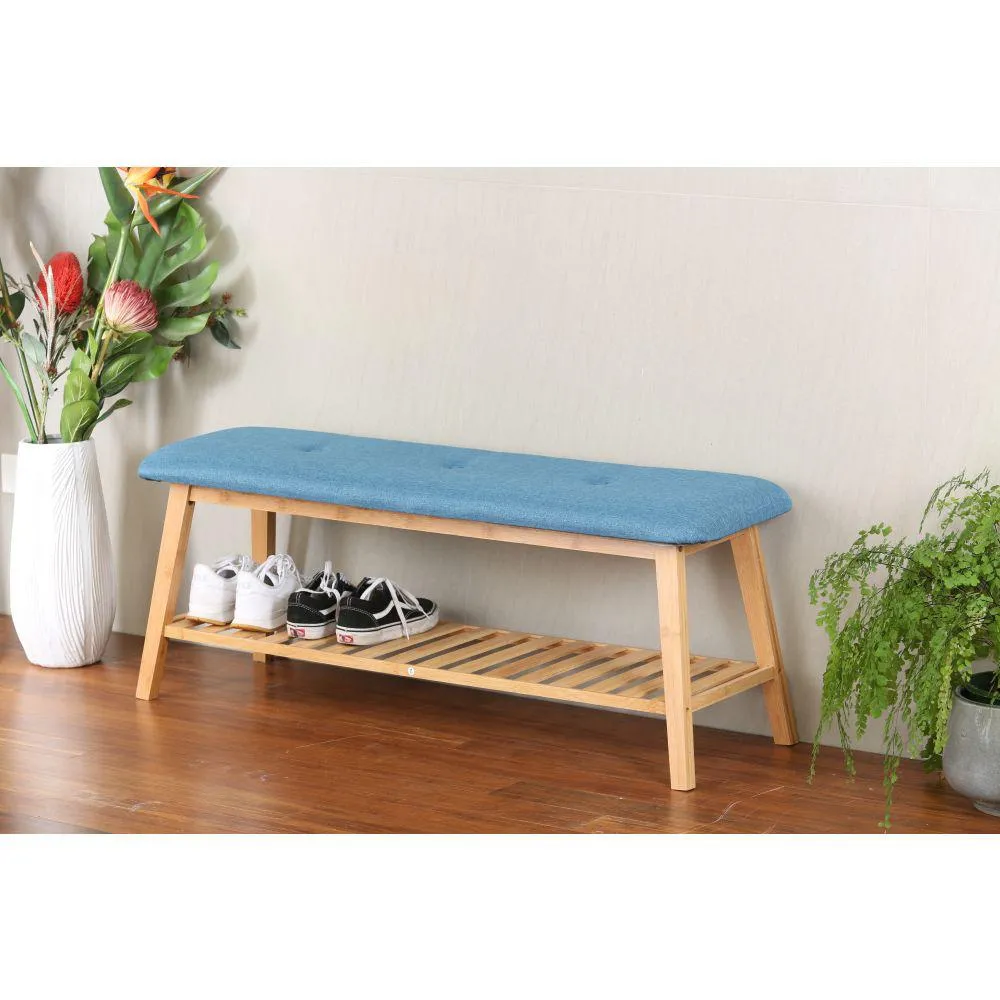 Large Bamboo Shoe Bench Blue