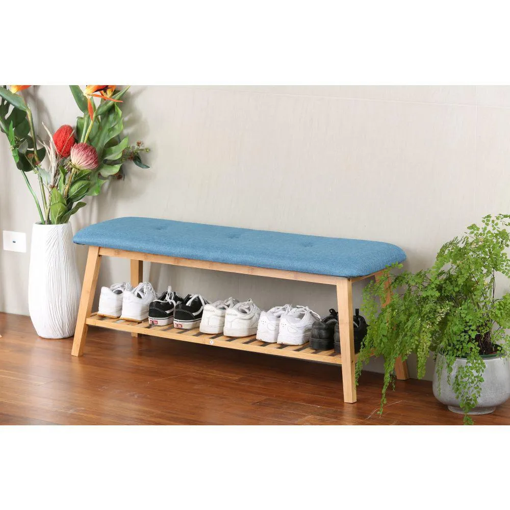 Large Bamboo Shoe Bench Blue