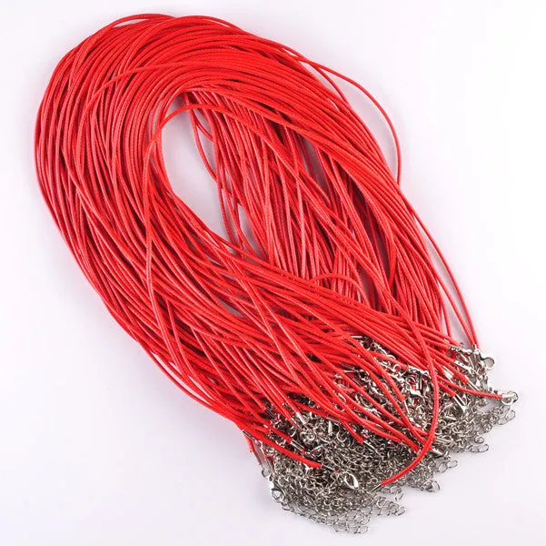 LNRRABC 10 Pcs/lot Leather Chains Bracelet Pendant Charms With Lobster Clasp DIY Jewelry Making Findings String Cord 1.5 mm