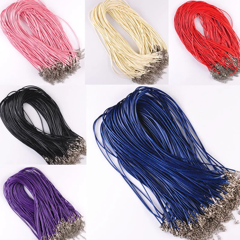 LNRRABC 10 Pcs/lot Leather Chains Bracelet Pendant Charms With Lobster Clasp DIY Jewelry Making Findings String Cord 1.5 mm