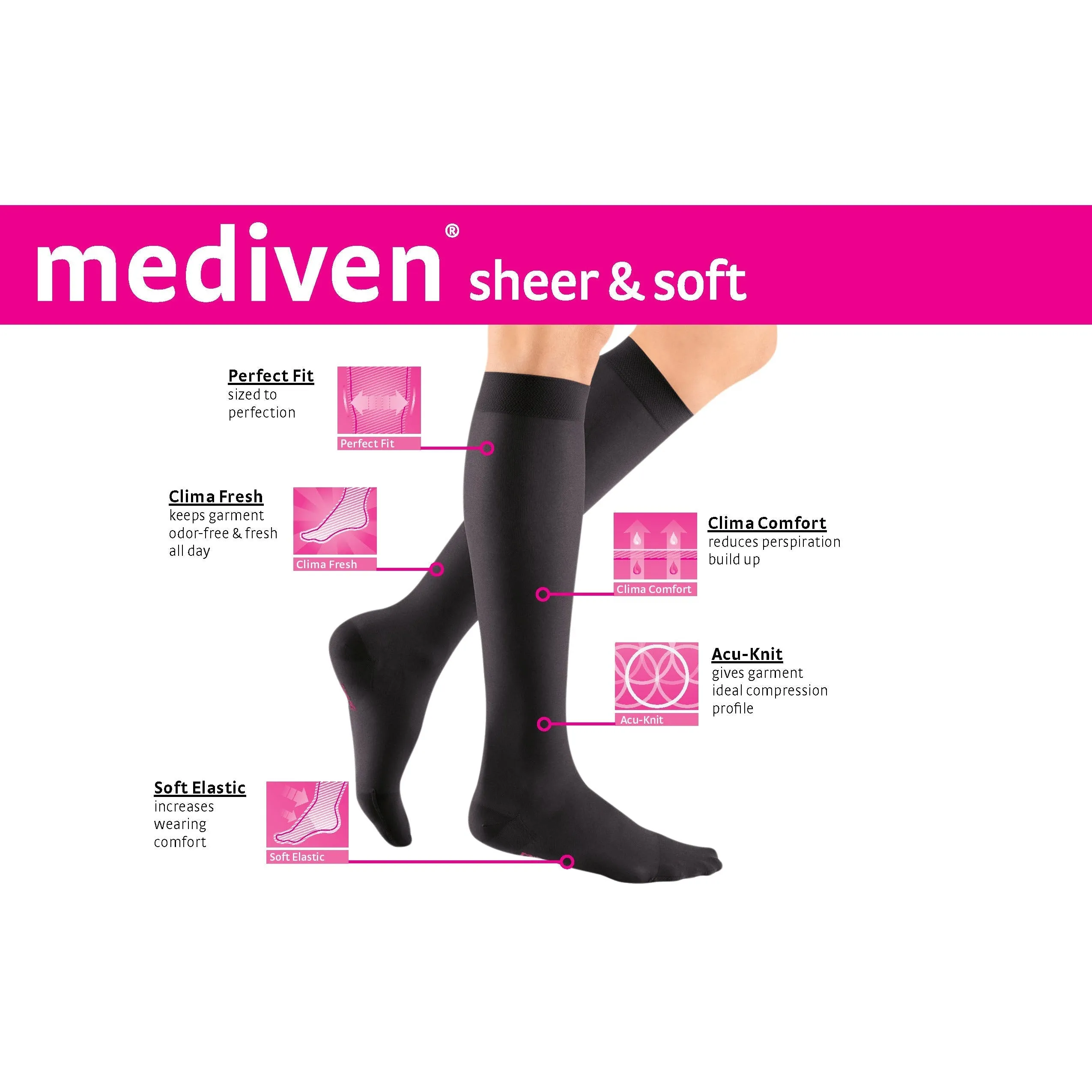 Mediven Sheer & Soft Women's Knee High 15-20 mmHg, Open Toe