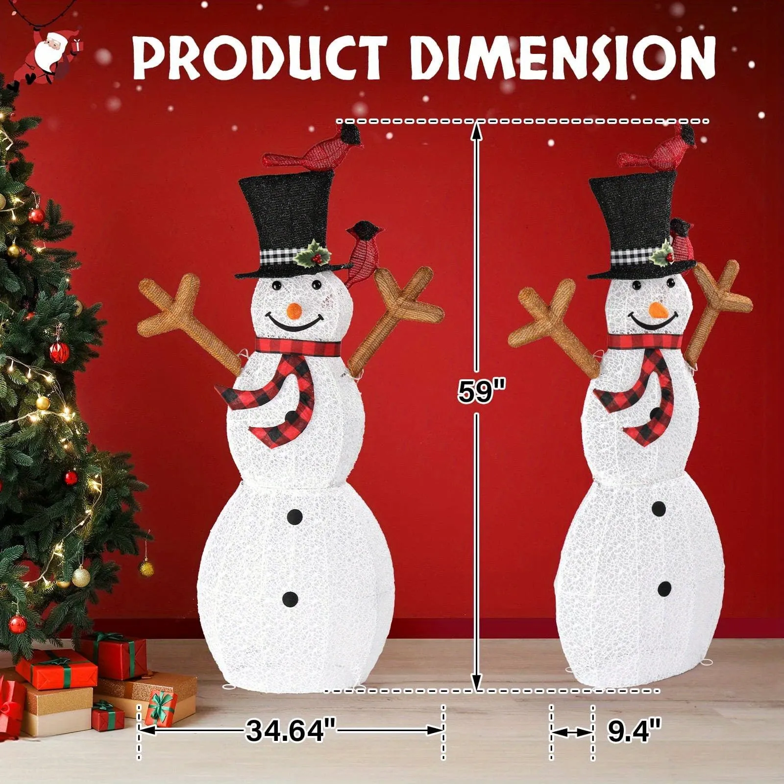 Merry Brightness, Charming 5ft LED Snowman with Birds - Easy Pop-Up Outdoor Christmas Decor, USB Powered, Weather-Resistant Holiday Light Display