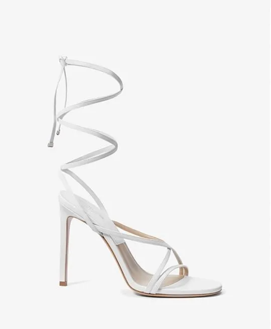 Michael Kors Dahlia Leather Lace-Up Sandals, white