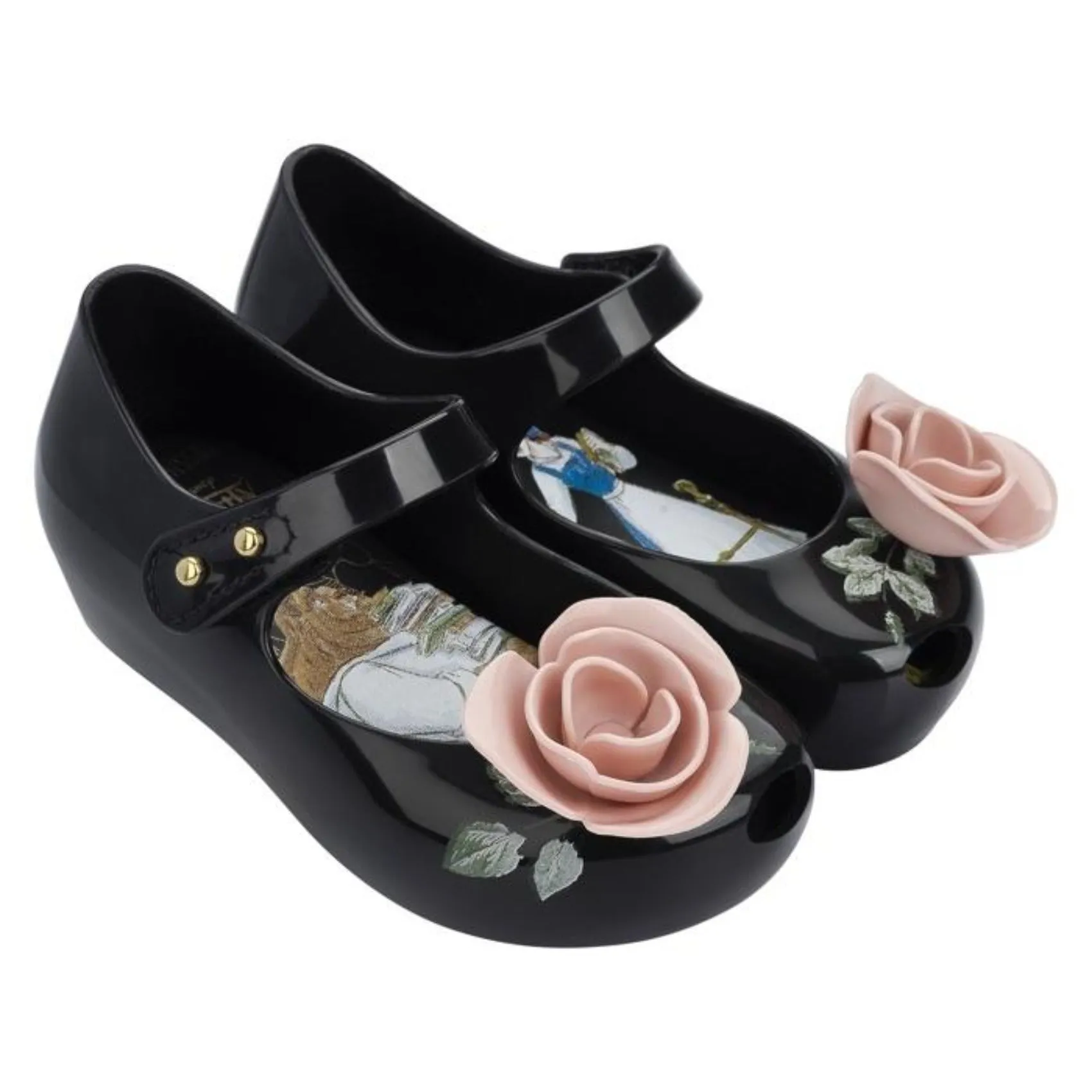 Mini Melissa Ultragirl Black & Pink Beauty and the Beast MaryJane Shoes