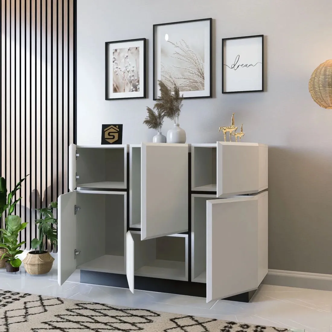 Modern White Shoe Cabinet with Hydraulic Hinges – Elegant Shoe Storage