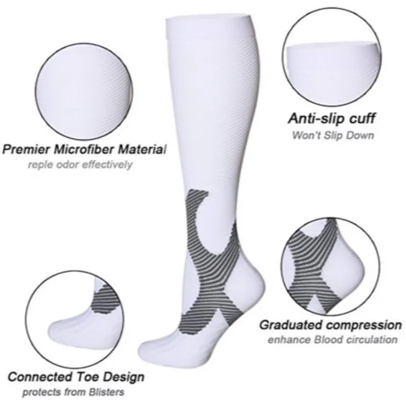 OCW Unisex Socks Arch Support Breathable Non Slip Cuff Reinforced Heel Compression Socks