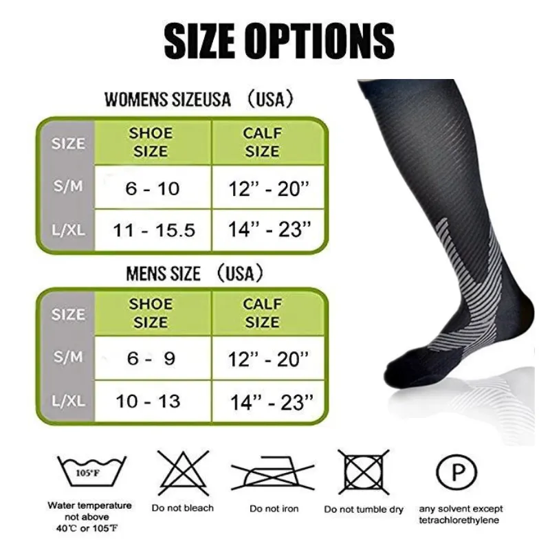 OCW Unisex Socks Arch Support Breathable Non Slip Cuff Reinforced Heel Compression Socks