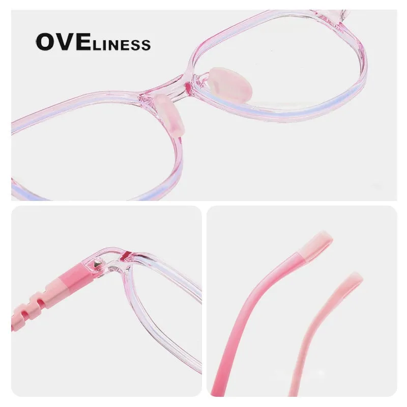 Oveliness Youth Unisex Full Rim Flat Top Oval Tr 90 Titanium Eyeglasses 91032