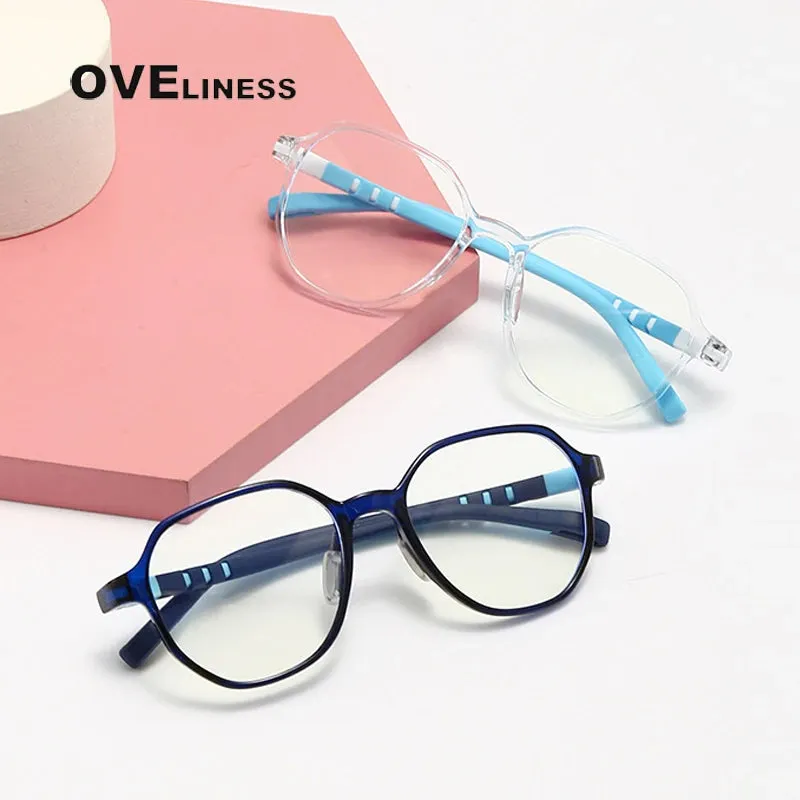 Oveliness Youth Unisex Full Rim Flat Top Oval Tr 90 Titanium Eyeglasses 91032