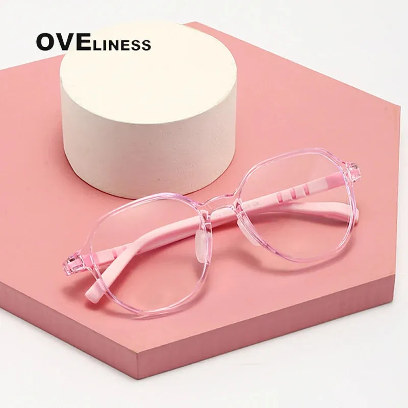 Oveliness Youth Unisex Full Rim Flat Top Oval Tr 90 Titanium Eyeglasses 91032