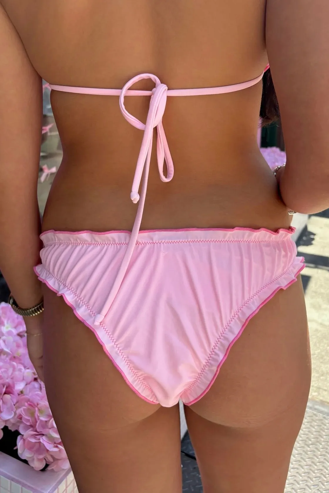 Pink Ruched Bikini Top