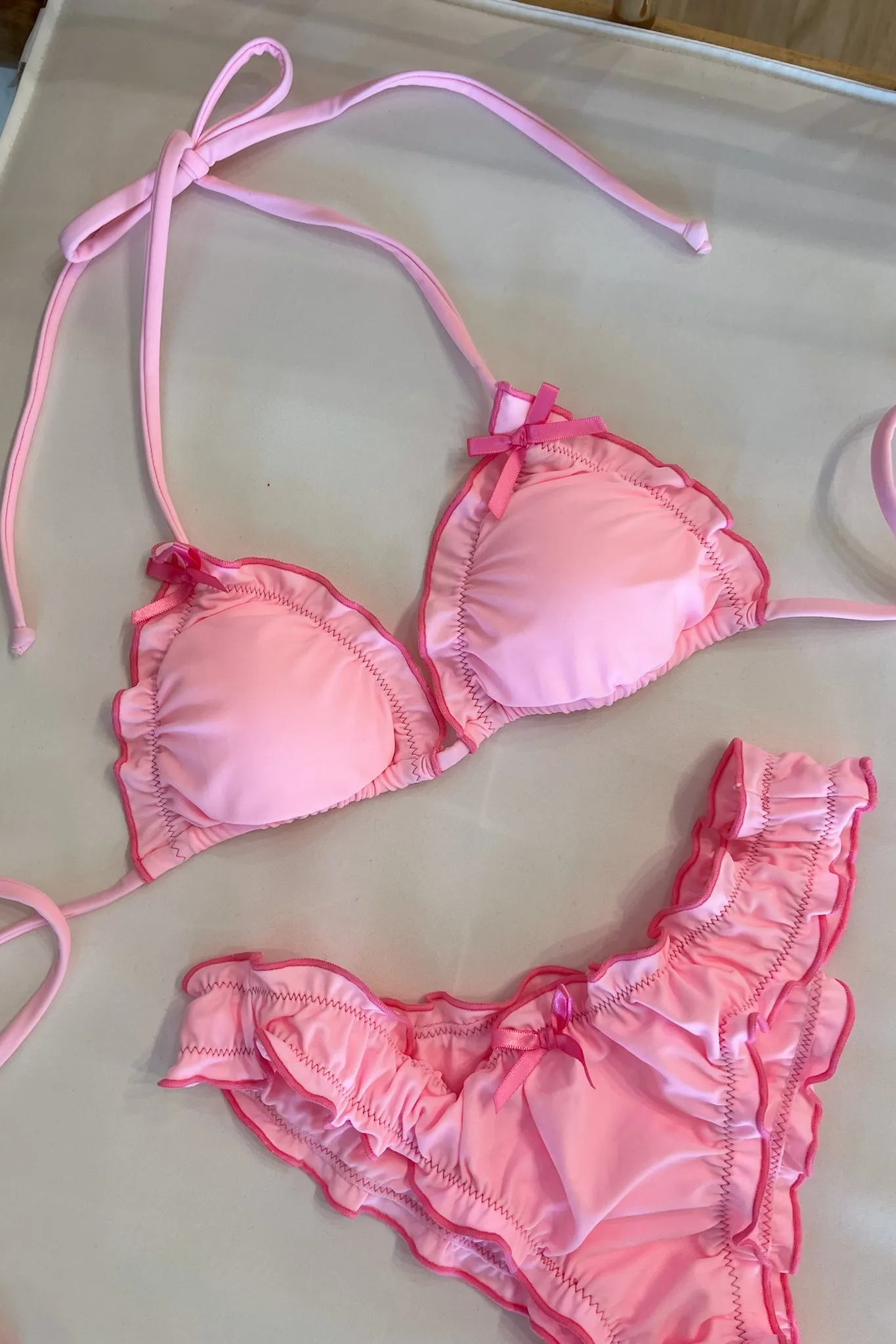 Pink Ruched Bikini Top