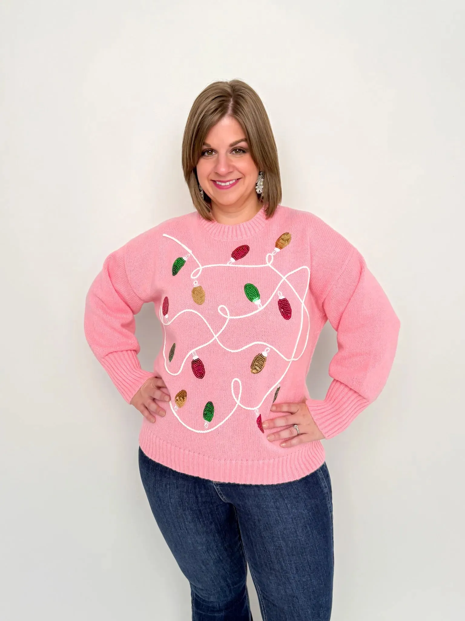 Pink Sequin Lights Sweater