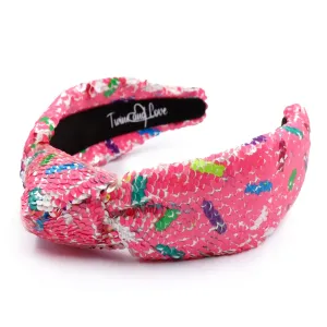 Pink Sequin Sprinkles Knot Headband