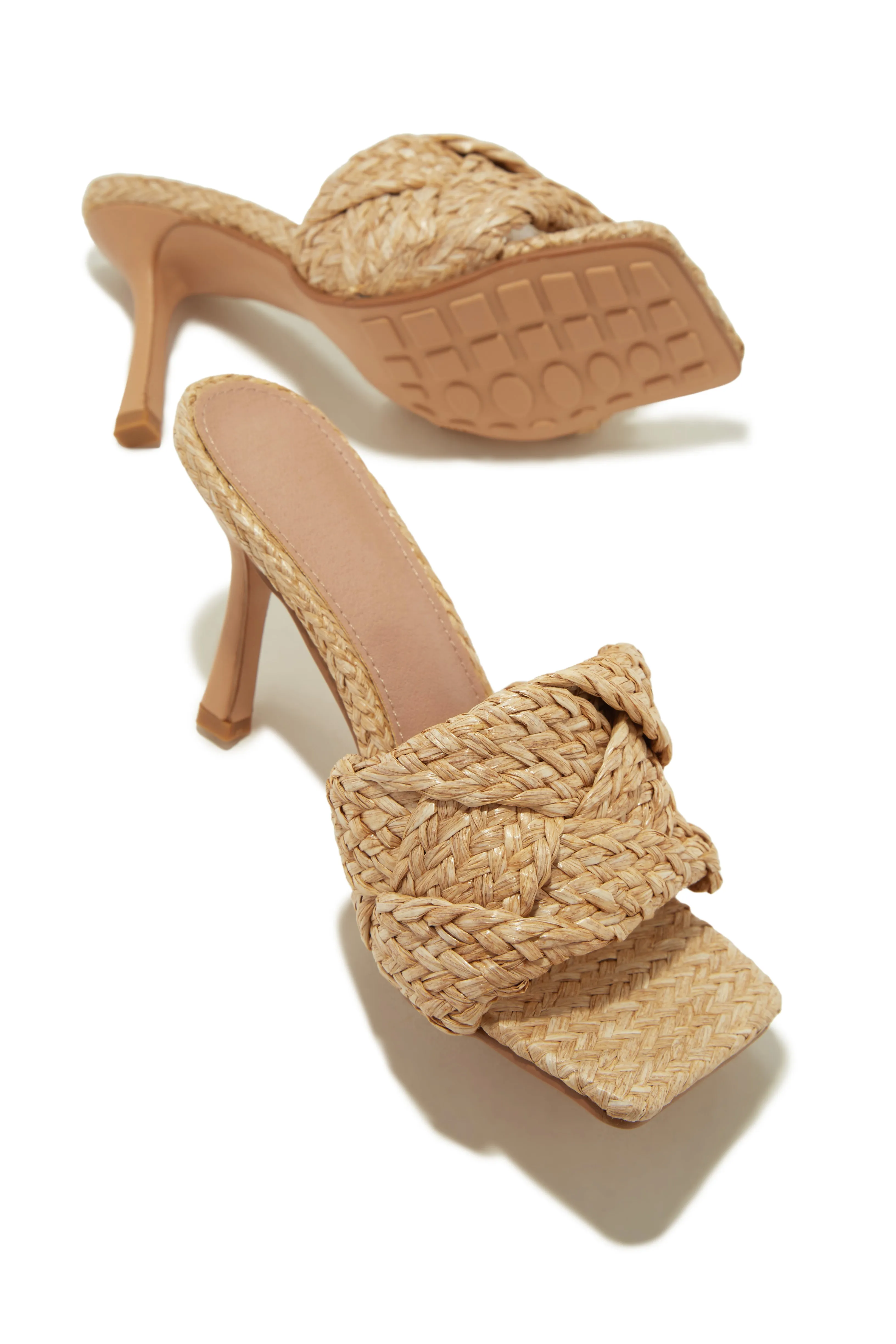 Positano Mid Heel Mules - Natural