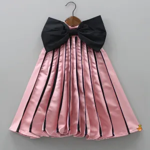 Pre Order: Charming Pink And Black Stylish Pleated Dress