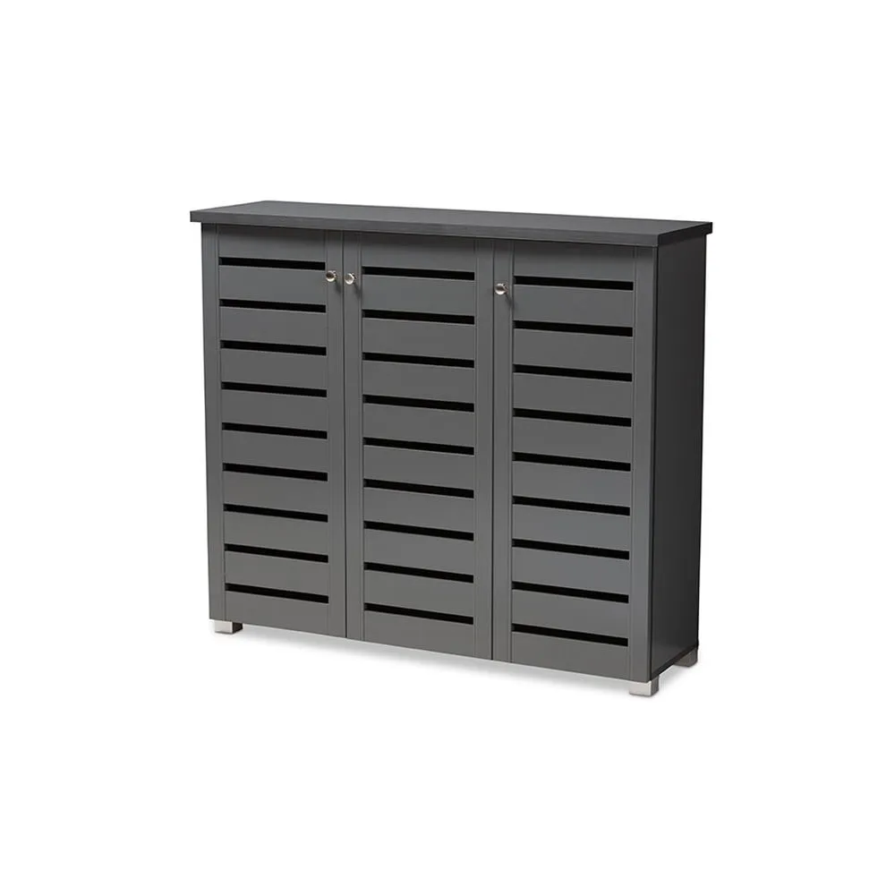 premium Adalwin Modern and Contemporary Dark Gray 3-Door Wooden Entryway Shoe Storage Cabinet