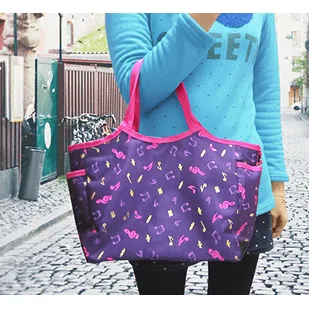 Purple Music Themed Tote Bag