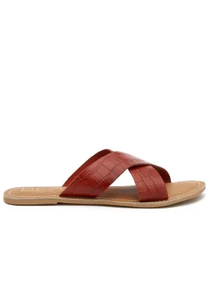 Red Croc Pebble Sandal with Criss Cross Stap by Matisse