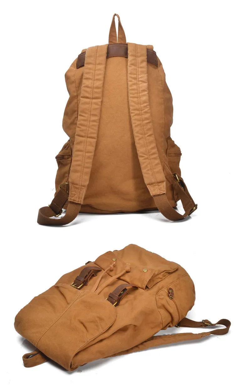 Retro Large Storage Casual Leather Canvas Rucksack 2105