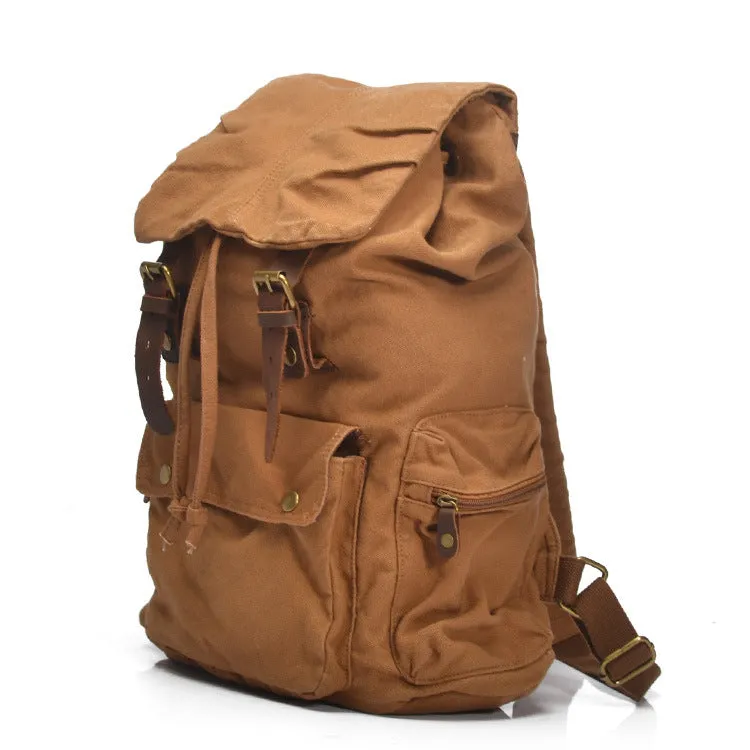 Retro Large Storage Casual Leather Canvas Rucksack 2105