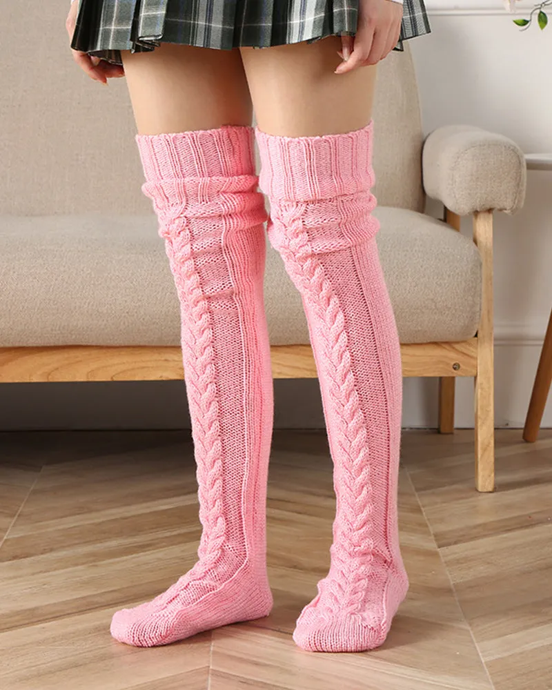 SheCurve®Warm Cable Knit Over-Knee Socks