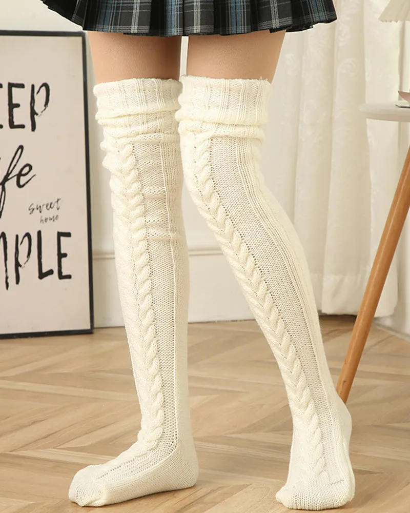 SheCurve®Warm Cable Knit Over-Knee Socks