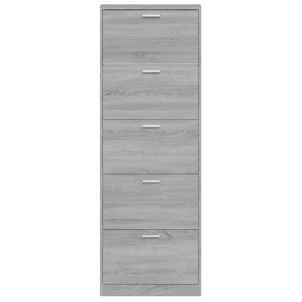 Shoe Cabinet Grey Sonoma 59x17x169 cm Engineered Wood