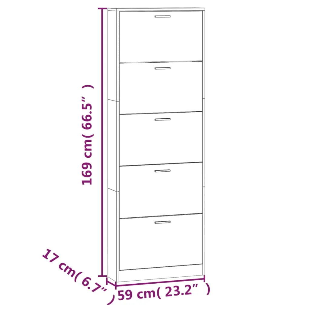 Shoe Cabinet Grey Sonoma 59x17x169 cm Engineered Wood