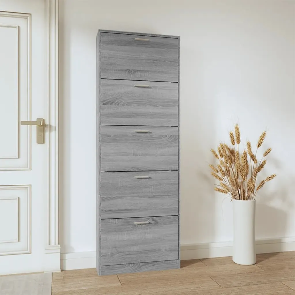 Shoe Cabinet Grey Sonoma 59x17x169 cm Engineered Wood