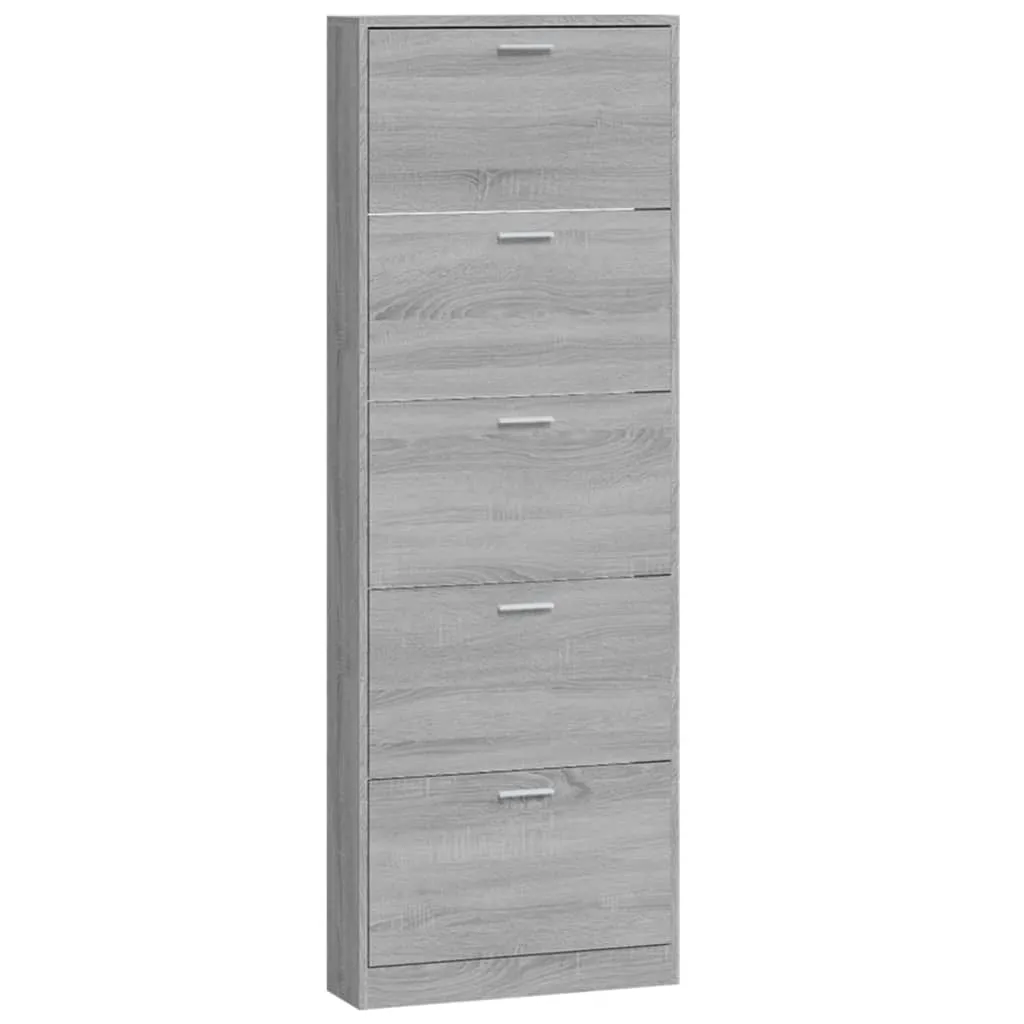 Shoe Cabinet Grey Sonoma 59x17x169 cm Engineered Wood