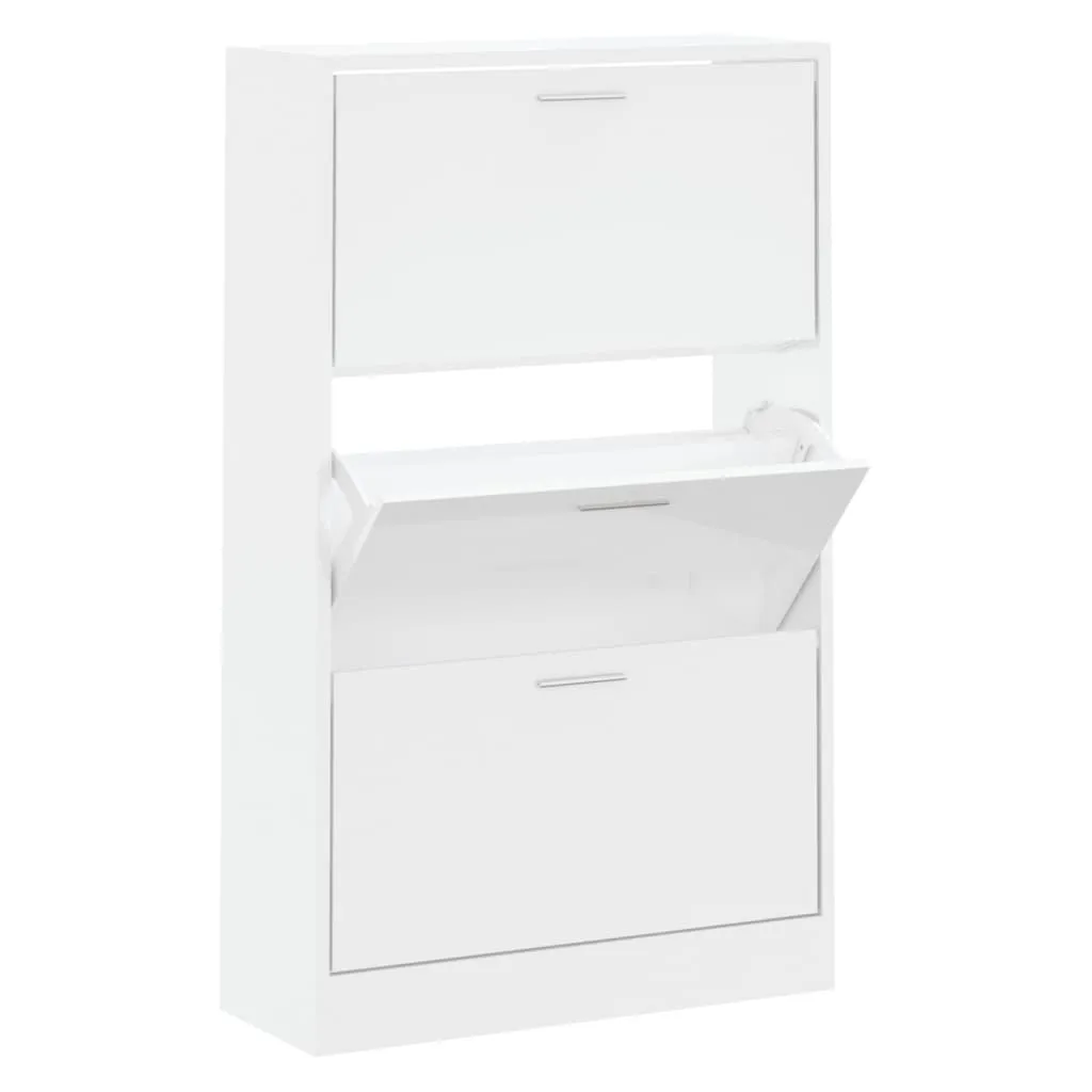 Shoe Cabinet High Gloss White 63x24x103 cm Engineered Wood