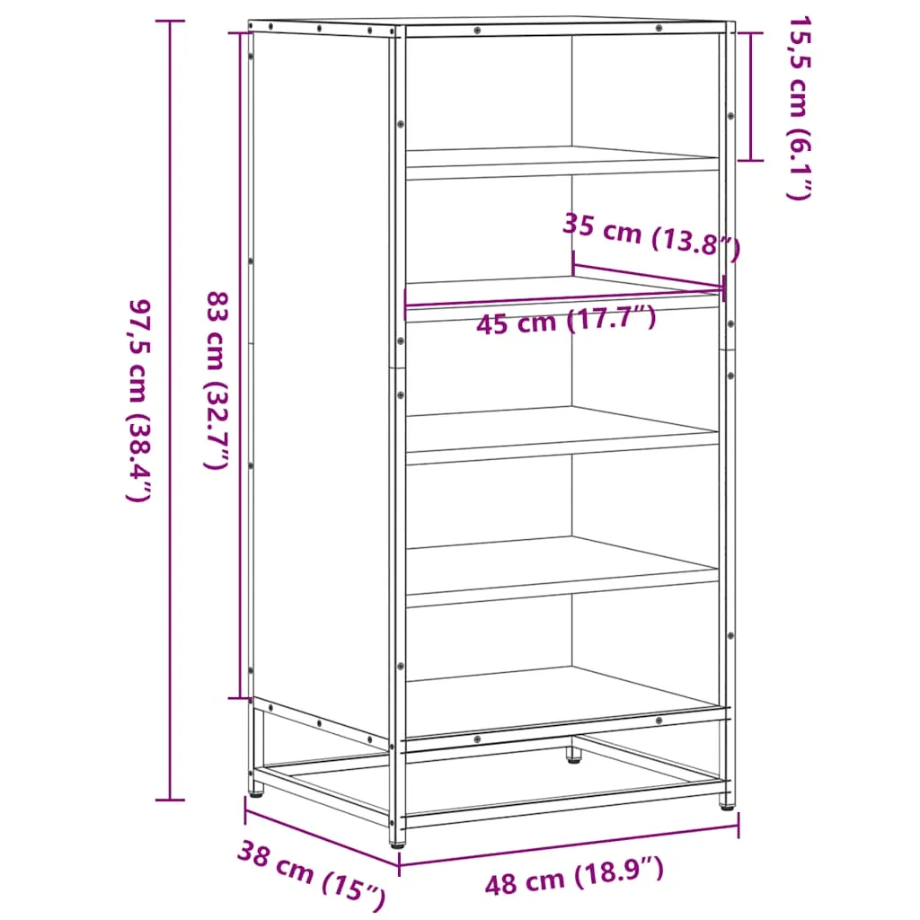 Shoe Rack Sonoma Oak 48x38x97.5 cm Engineered Wood