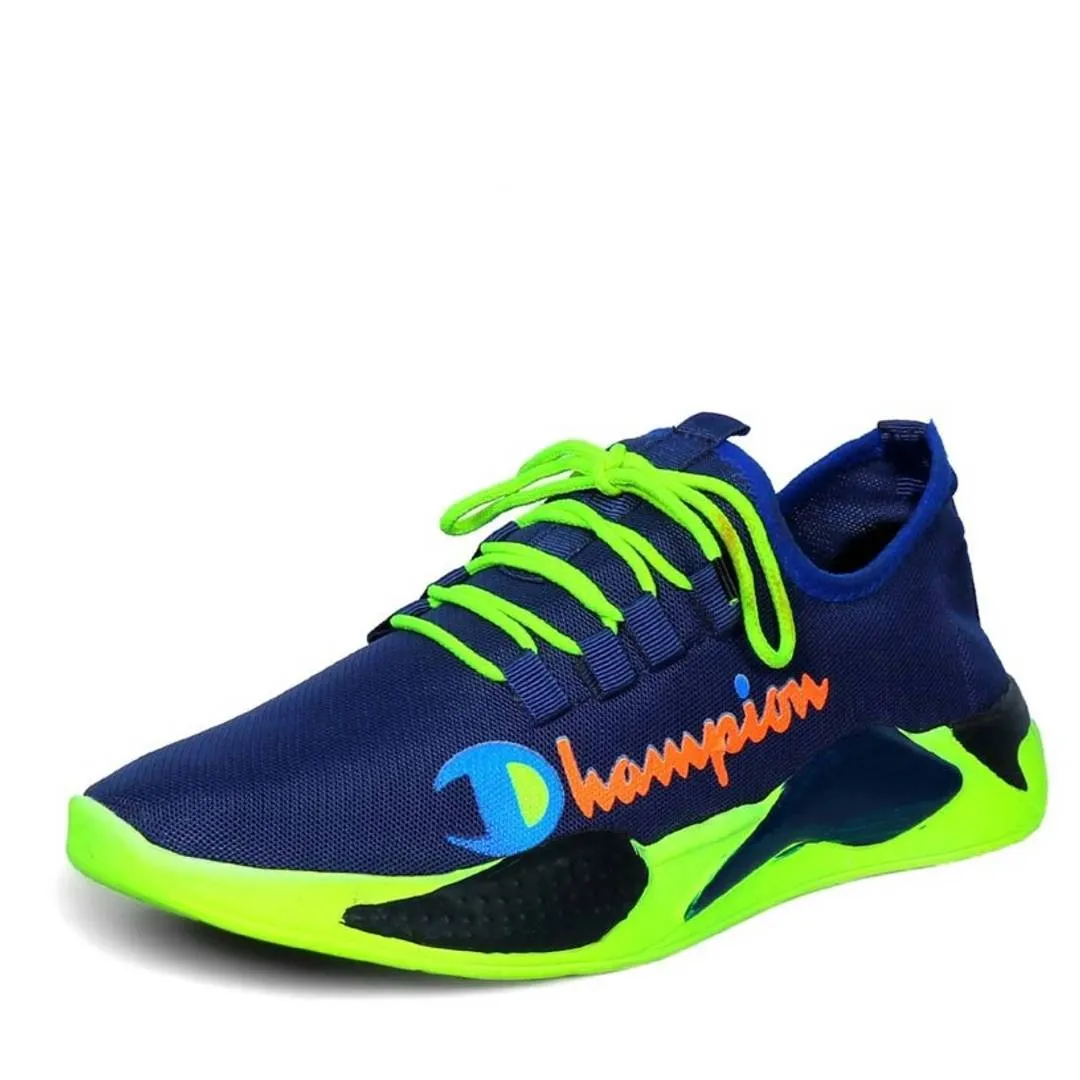 Stylish Mesh Royal Blue Printed Sports Shoes For Men