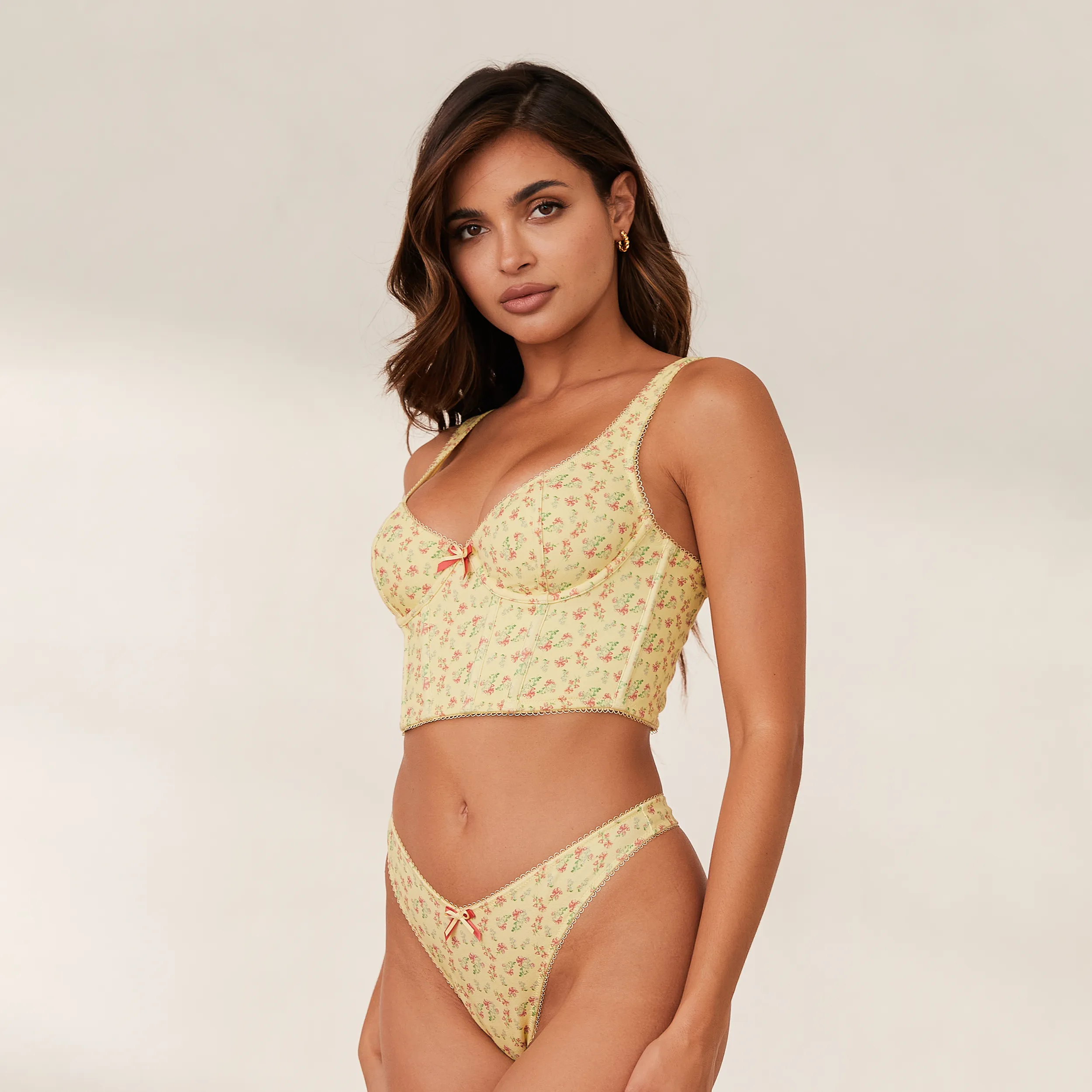 Sweet Longline Bra  - Lemon Floral