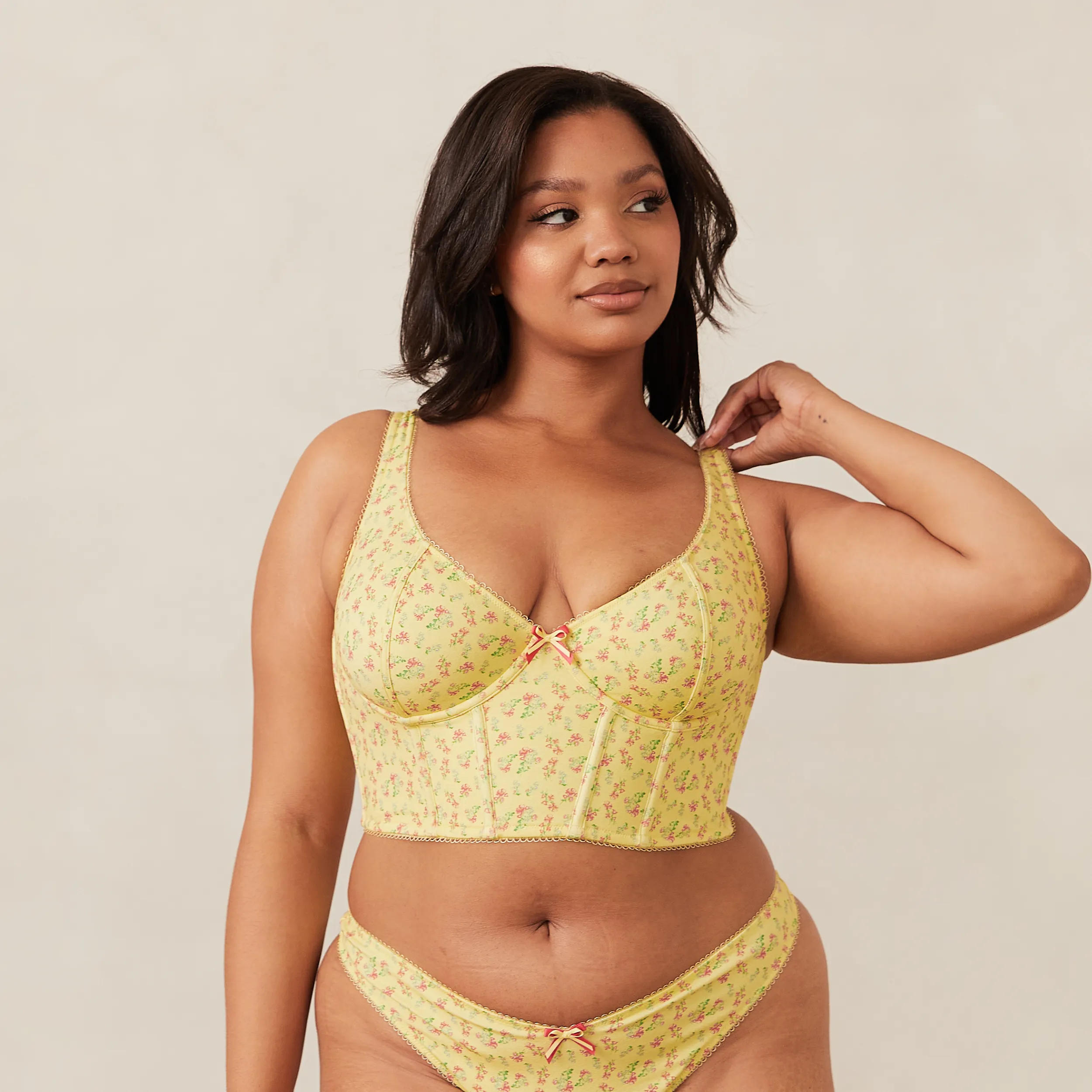 Sweet Longline Bra  - Lemon Floral