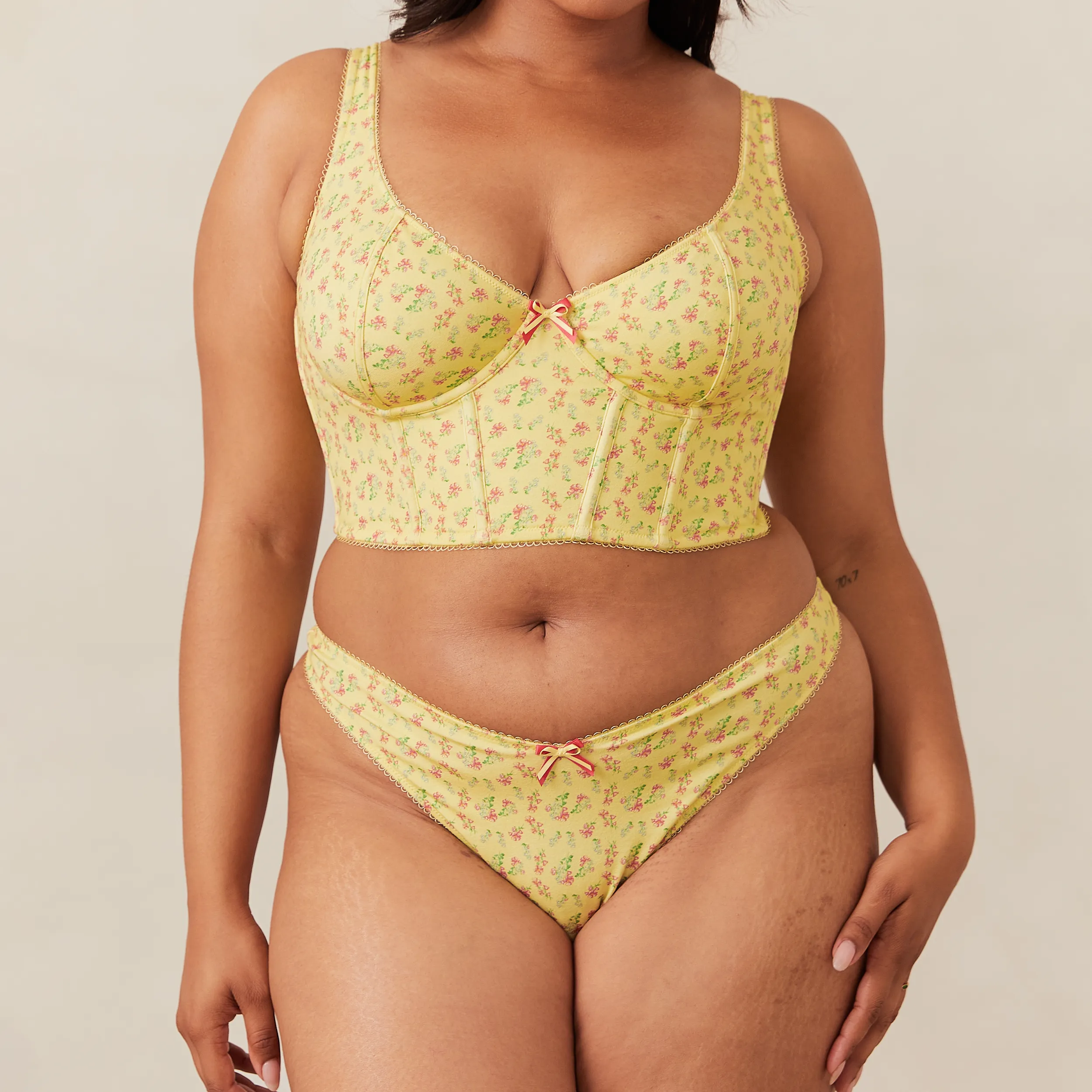 Sweet Longline Bra  - Lemon Floral