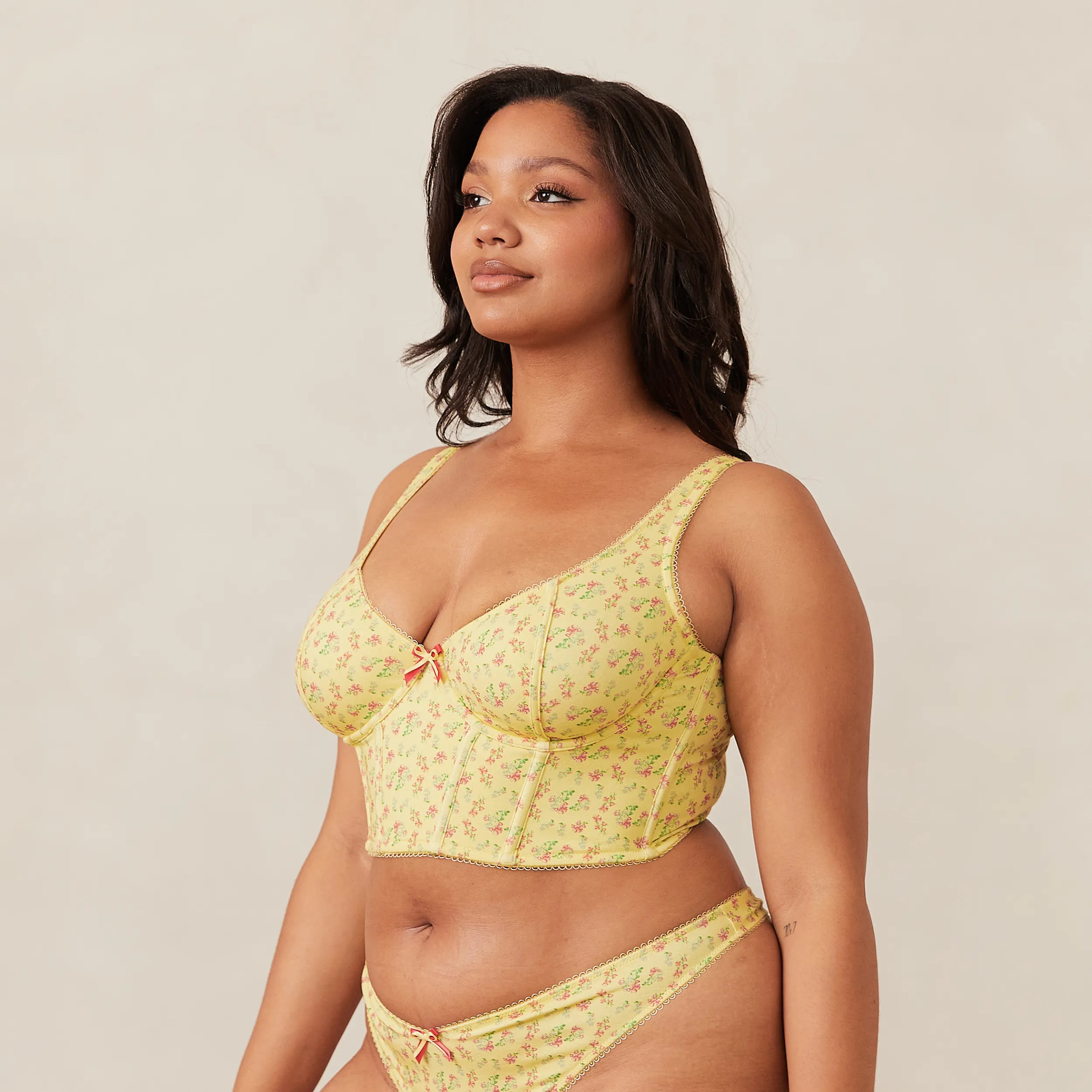 Sweet Longline Bra  - Lemon Floral