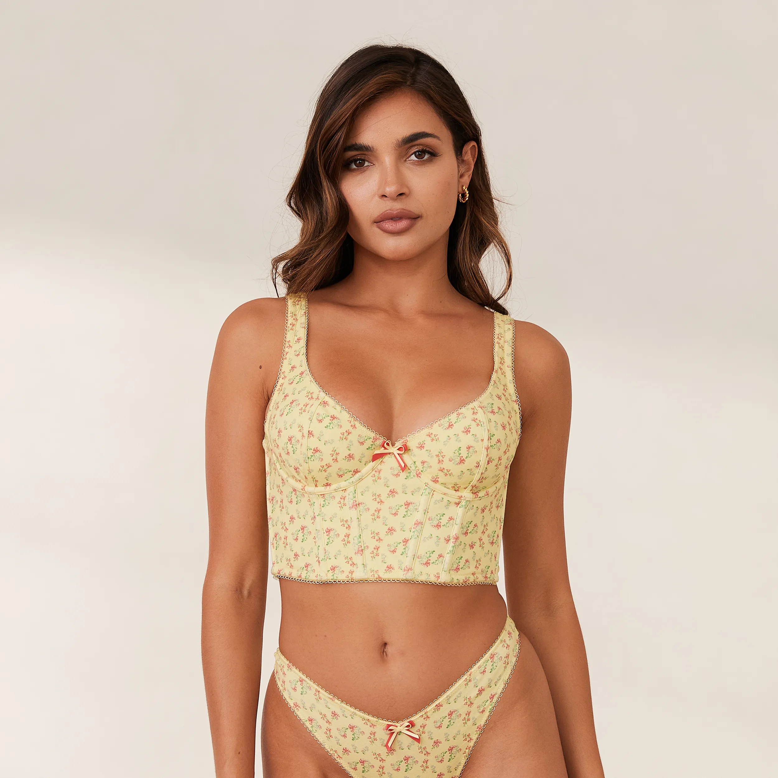 Sweet Longline Bra  - Lemon Floral