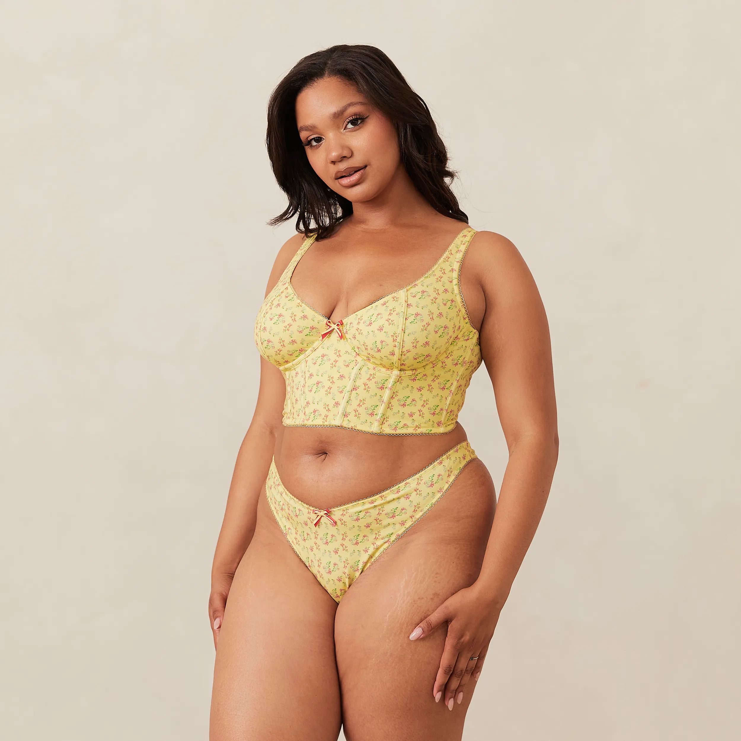 Sweet Longline Bra  - Lemon Floral