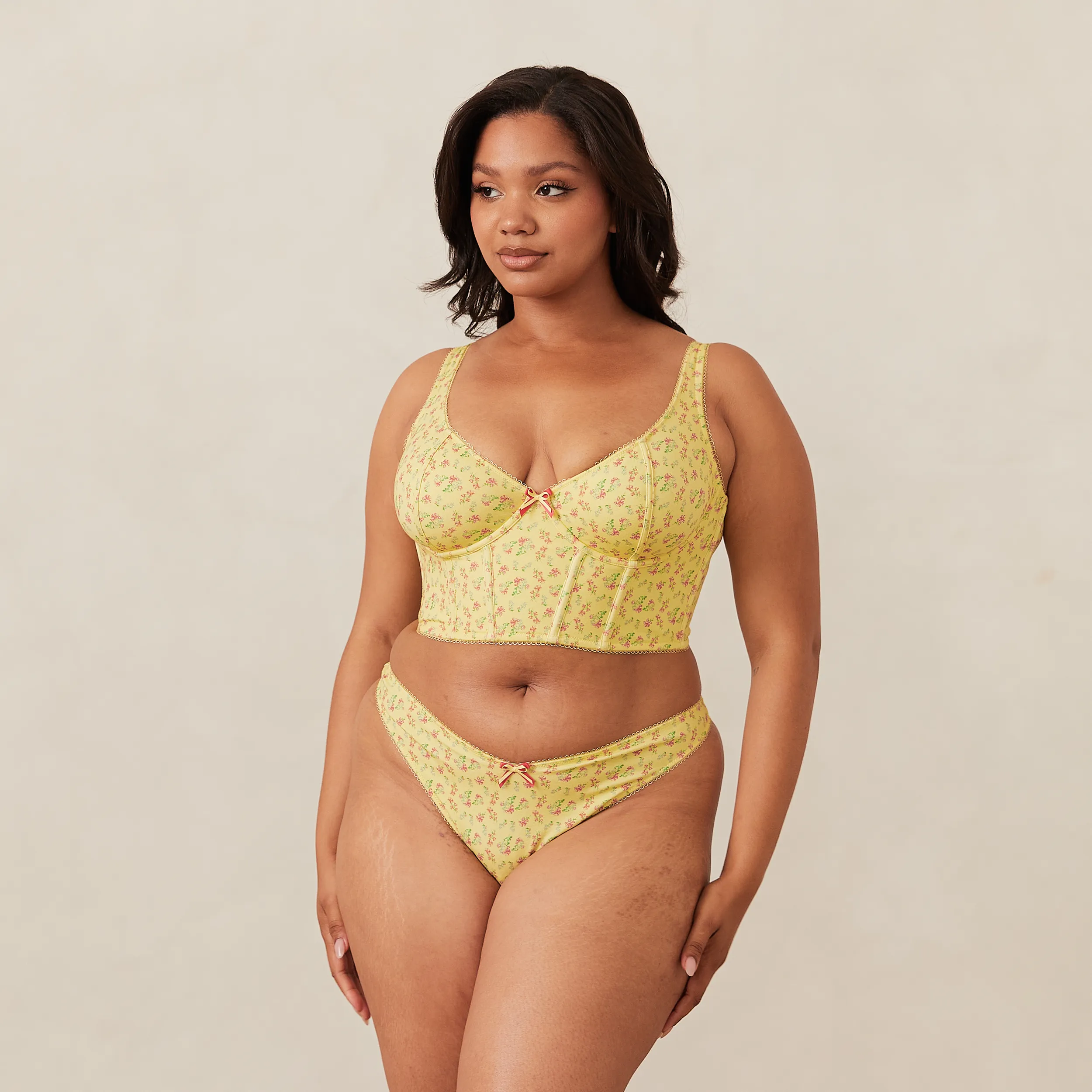 Sweet Longline Bra  - Lemon Floral