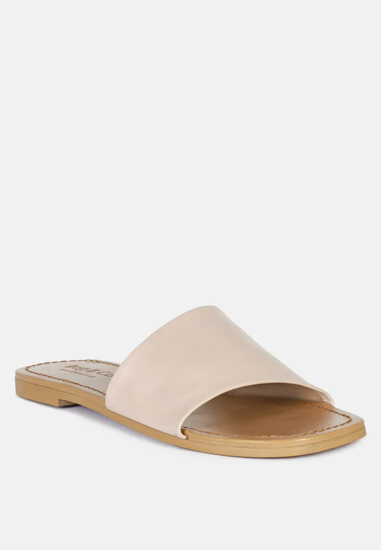 TATAMI Latte Leather Classic Slide Flats