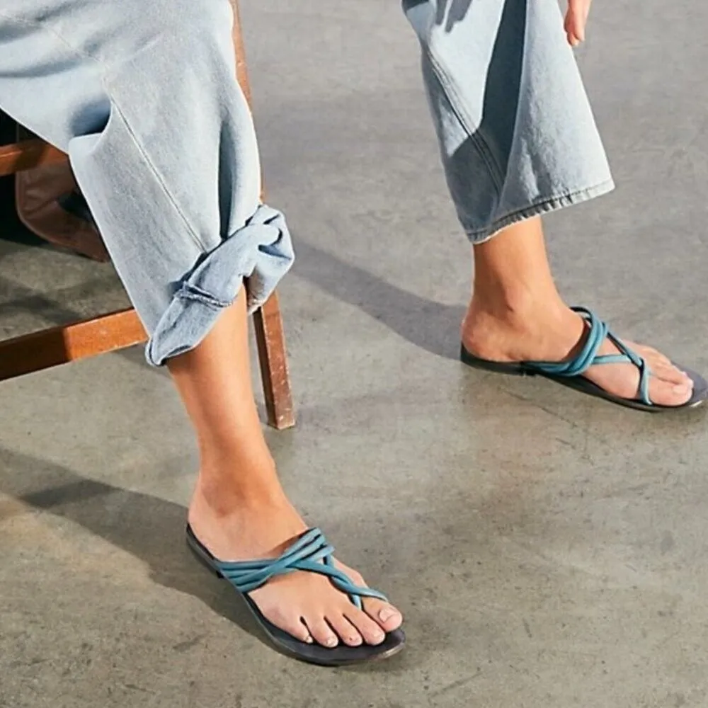 The Kayla Soft Strappy Sandals by Free People - Pool Blue