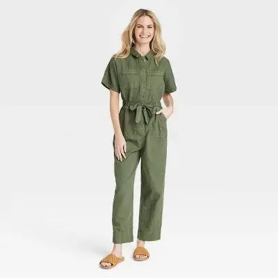 Universal Thread Women's Short Sleeve Boilersuit Relaxed Leg Casual Jumpsuit