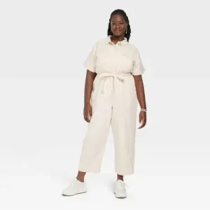 Universal Thread Women's Short Sleeve Boilersuit Relaxed Leg Casual Jumpsuit