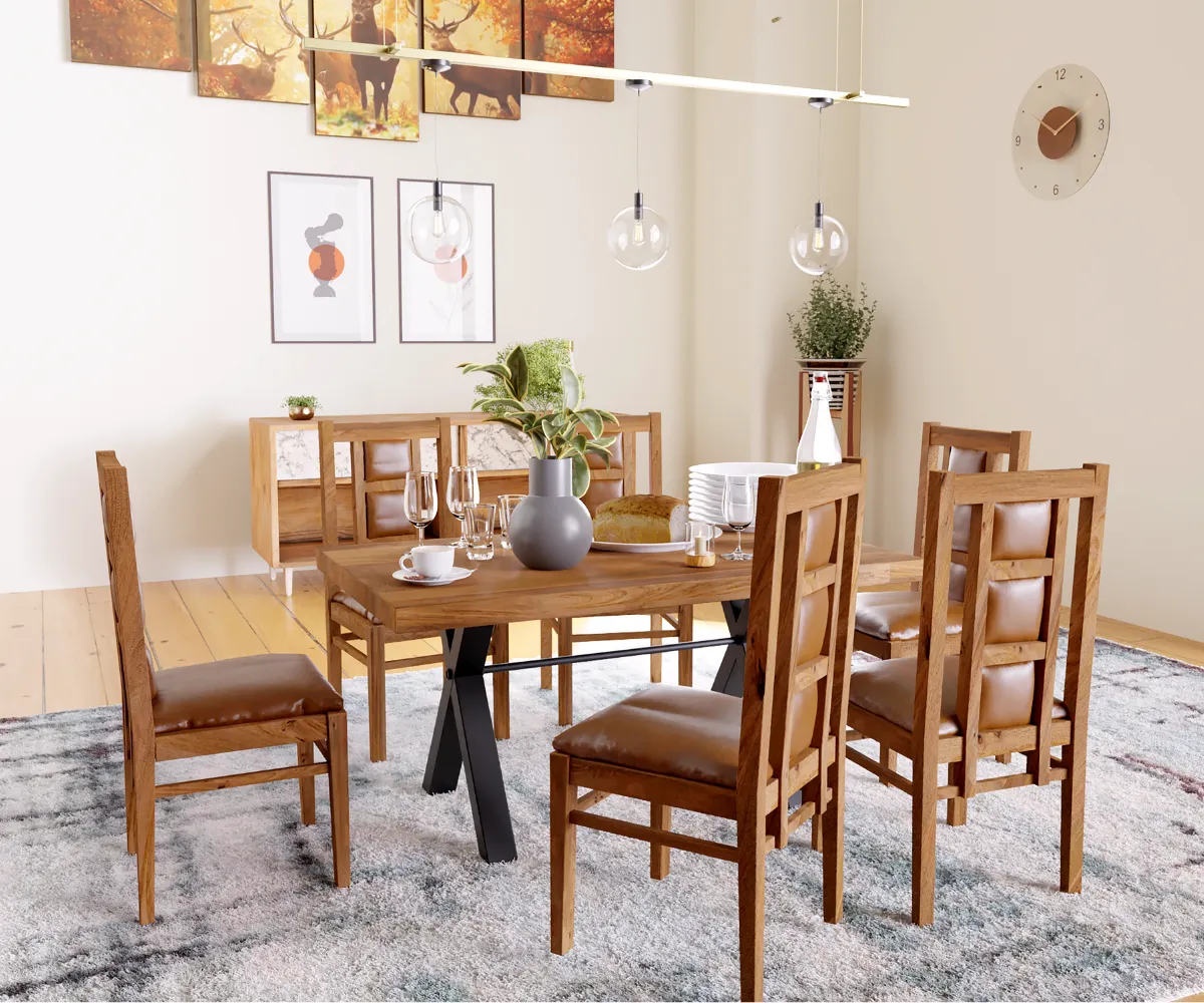 Urban Elegance Solid Wood Dining Table Set