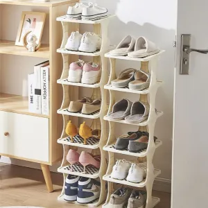 Urbane Home Portable 6 Layers Shoe Storage Organizer| Easy to Installation Detachable | Footwear Organiser|Door-Entrance Living-Room Balcony Decor| 2881 | White