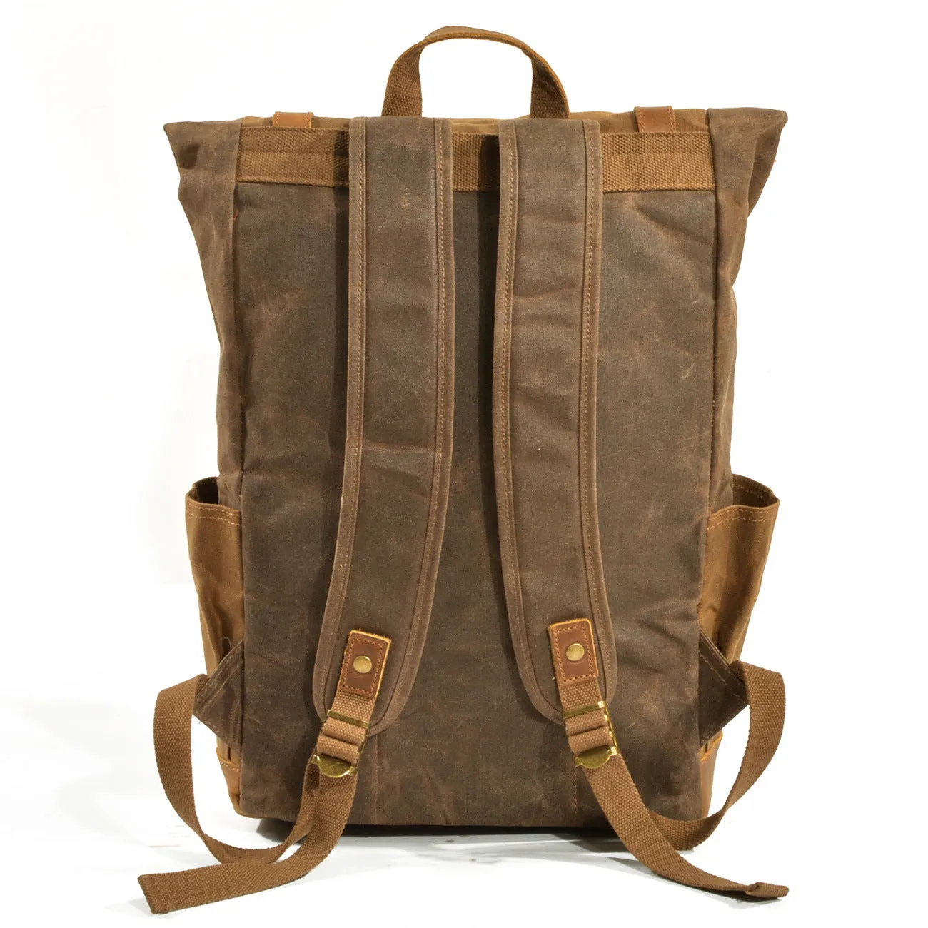 Vintage Men Leather Canvas Rucksack for Traveling 9120