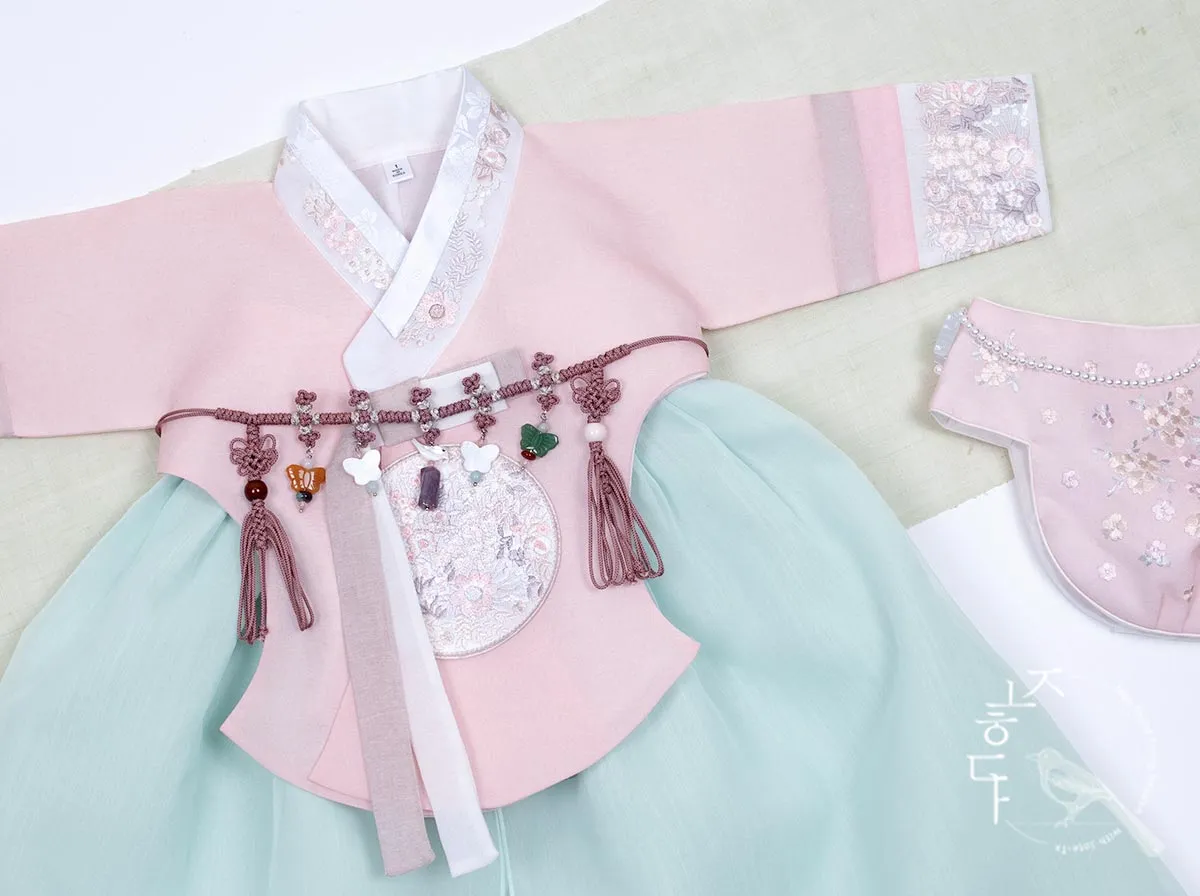 Wild Flower Baby Girl Hanbok in Pink & Mint