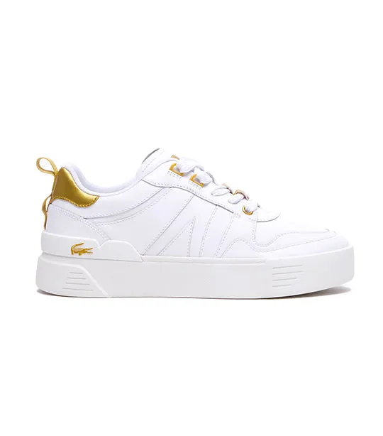 Women's Lacoste L002 Leather Trainers White/Gold